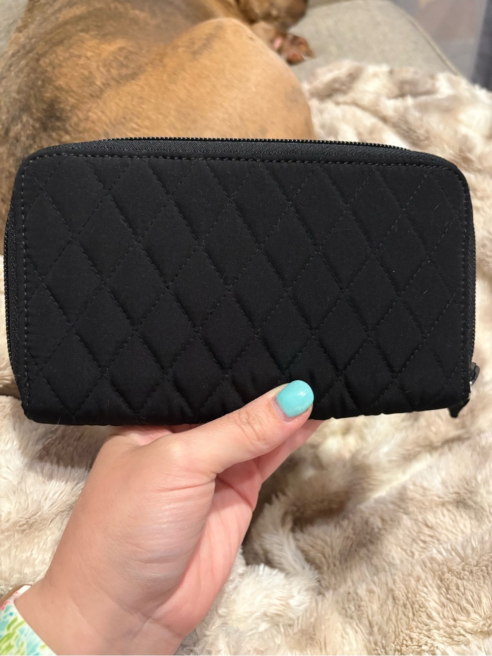 Vera Bradley Black Quilted Zip-Around Wallet - Picture 2 of 6